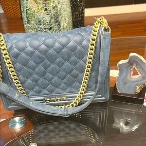 Bebe Quilted Blue Shoulder Bag